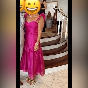 Lulu's pink wedding guest dress